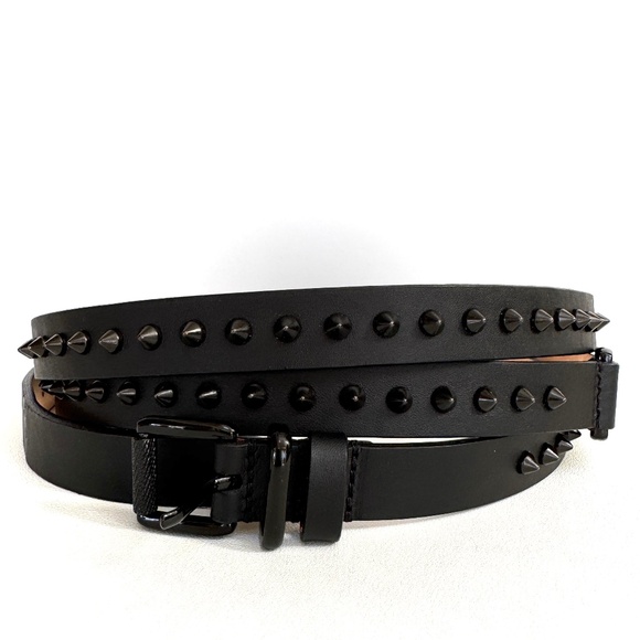 Barbara Bui Accessories - Barbara Bui Black Skinny Spiked Double Wrap Belt Size 90